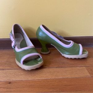 Vintage Green John Fluevog Mini Bebe Heels